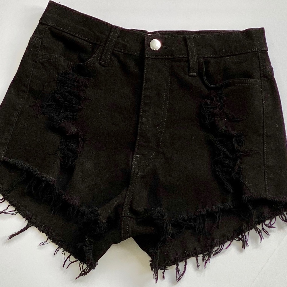 Distressed Shredded Cutoff Denim Jean Shorts